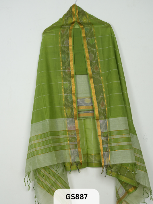 Pure Handloom Mangalgiri Pochampalli suit - 3piece