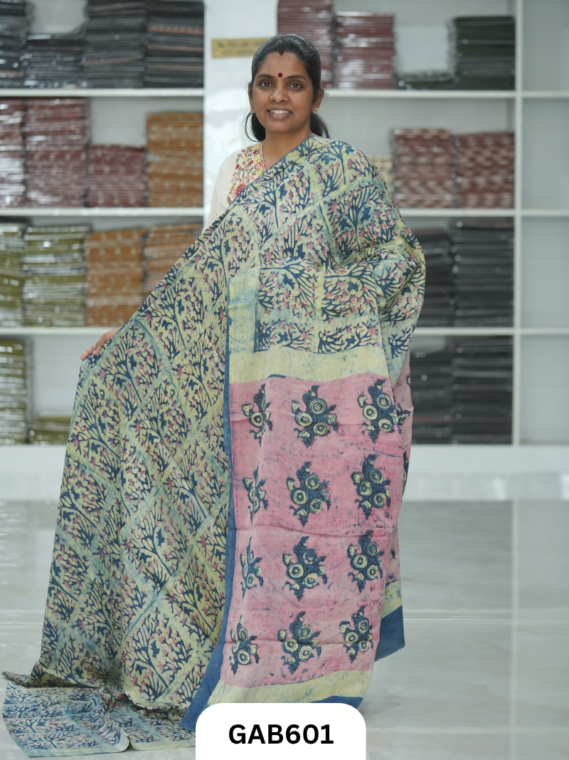 Nashpal & Pomegranate Peel Printed Modal Silk Sarees with blouse