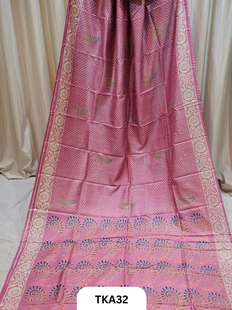 Pure Bishnupuri Silk Dual Shade Handblock