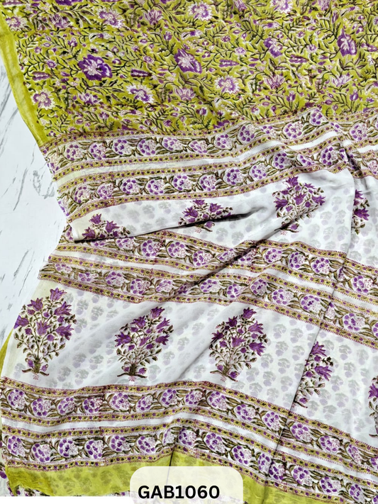 Premium Hand Block Printed Georgette Sarees with Blouse