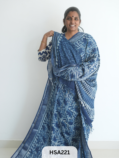 LENIN COTTON HANDBLOCK PRINTED SAREE