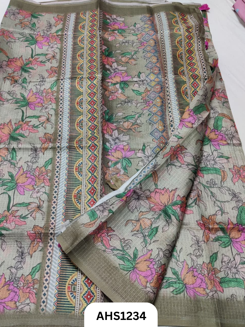Soft Silk Kota Digital Print Saree With Blouse