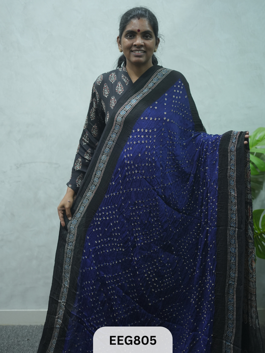 MODAL AJRAKH BANDHEJ SAREE
