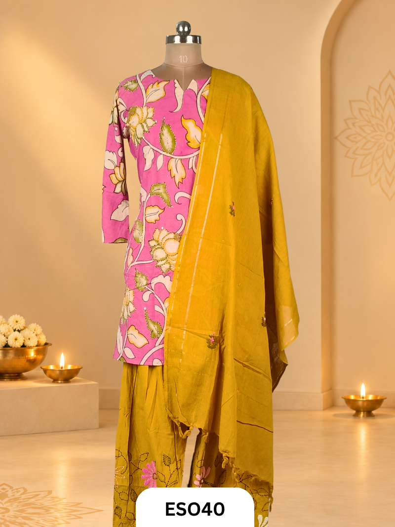 Premium Printed Cotton 3 pcs   kurti set