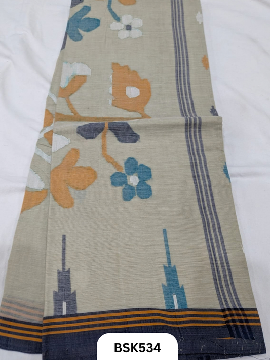 Handloom Pure Mul Cotton With Jamdhani Weave Saree