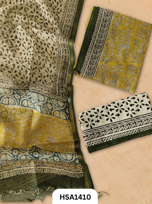 Hand block printed kota doriya suit top &duppta 2.5 meter