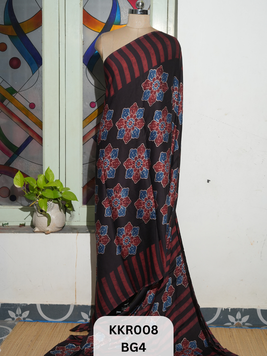 AJRAKH MODAL SAREE | BLOCK PRINT