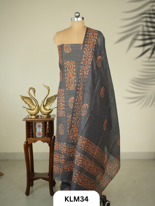 Semi Tussar Salwar Unstitched 3Pc Set