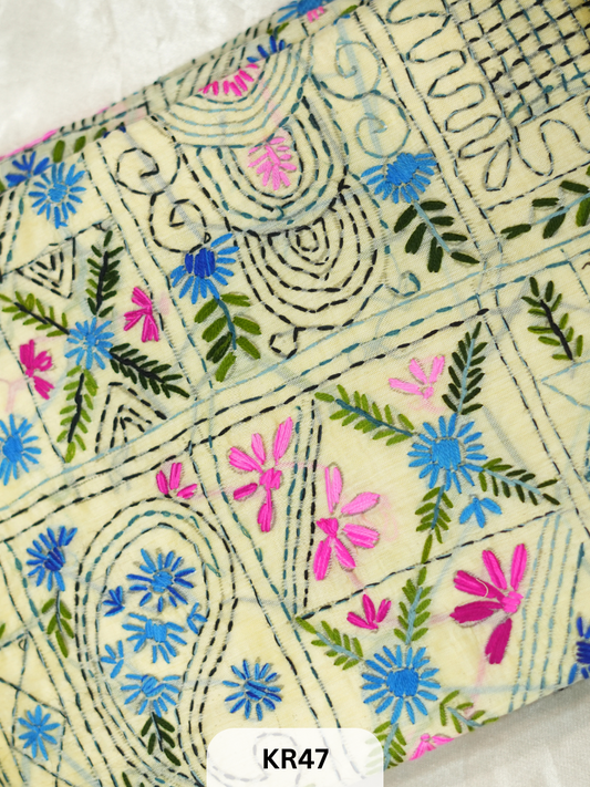 DUPION SILK WITH PURE HAND KANTHA HEAVY