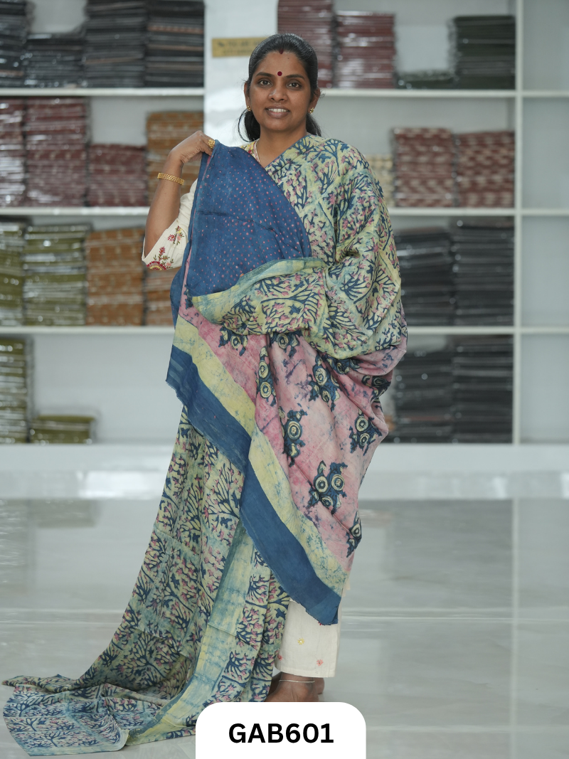 Nashpal & Pomegranate Peel Printed Modal Silk Sarees with blouse