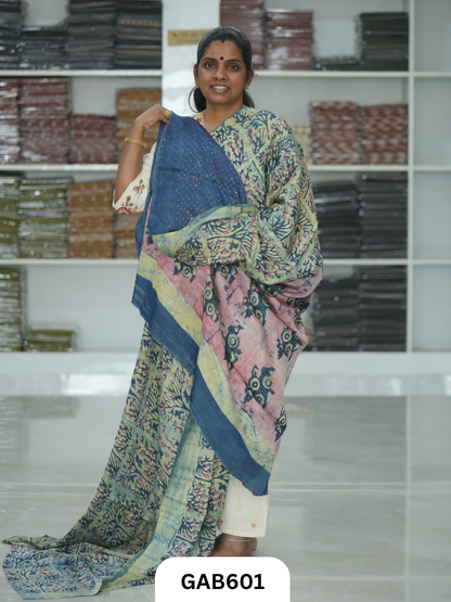 Nashpal & Pomegranate Peel Printed Modal Silk Sarees with blouse