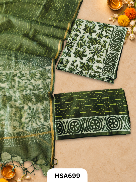 Handblock Printed Kota Doriya Dupatta With Cotton Suits Top 2.5mtr Dupatta 2.5mtr
