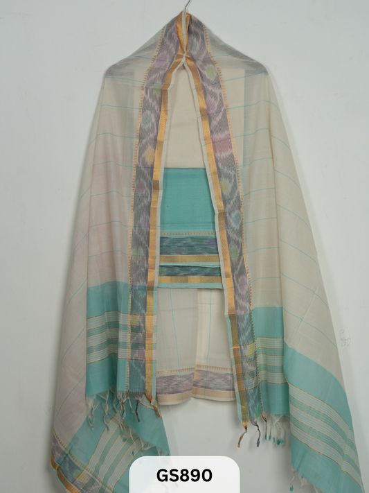 Pure Handloom Mangalgiri Pochampalli suit - 3piece