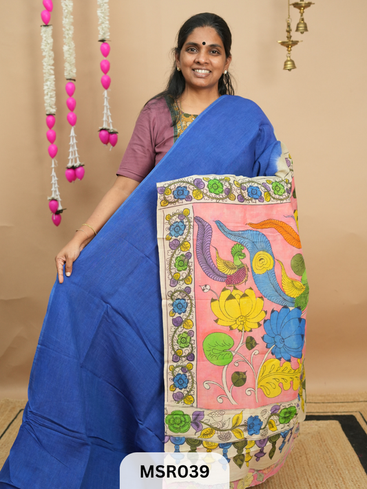BANGLORE SILK BORDERLESS  KALAMKARI TIE AND DYE