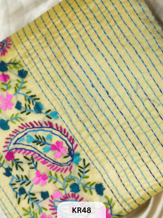 DUPION SILK WITH PURE HAND KANTHA HEAVY