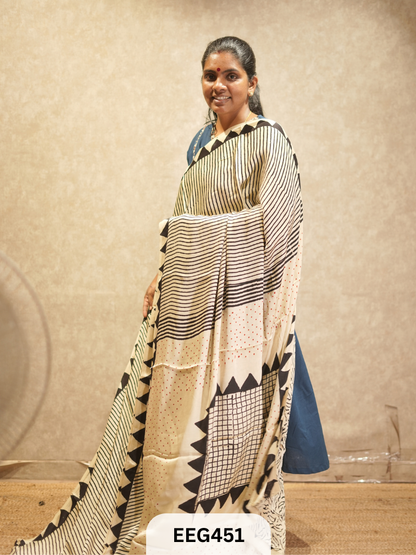 AJRAKH MODAL SAREE- RETRO