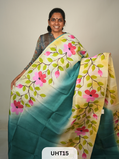 PURE MURSHIDABAD HANDPAINTED SAREE