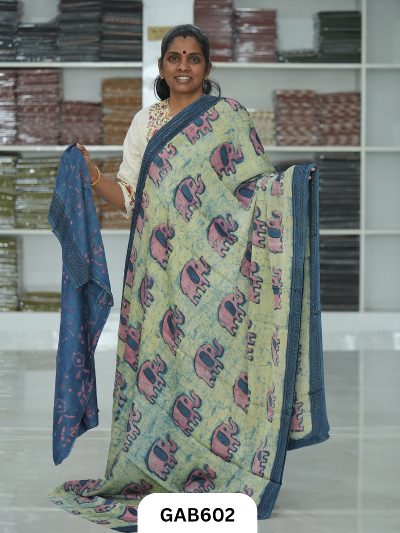 Nashpal & Pomegranate Peel Printed Modal Silk Sarees with blouse
