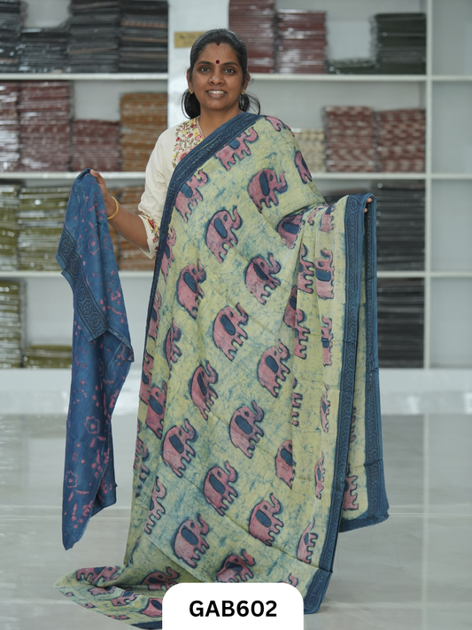 Nashpal & Pomegranate Peel Printed Modal Silk Sarees with blouse