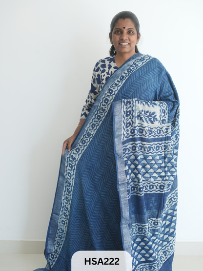 LENIN COTTON HANDBLOCK PRINTED SAREE