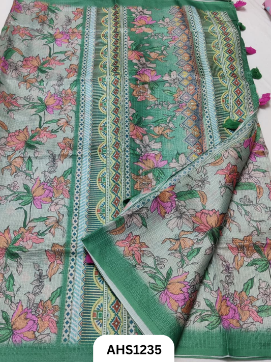 Soft Silk Kota Digital Print Saree With Blouse