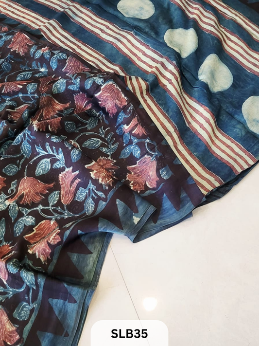 NASPHAL AJRAKH VANASPATHI MODAL HANDBLOCK PRINT SAREE