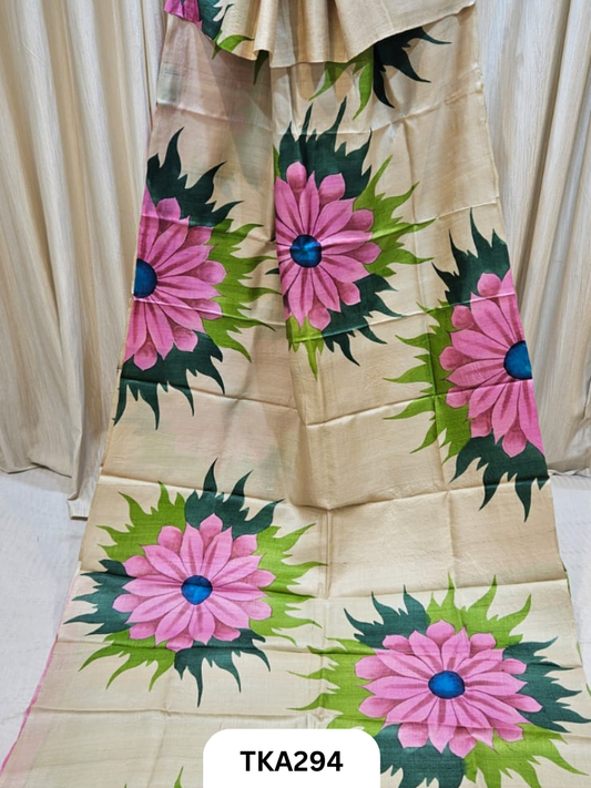 PURE HANDOWEN TUSSAR HAND PAINTED SAREE