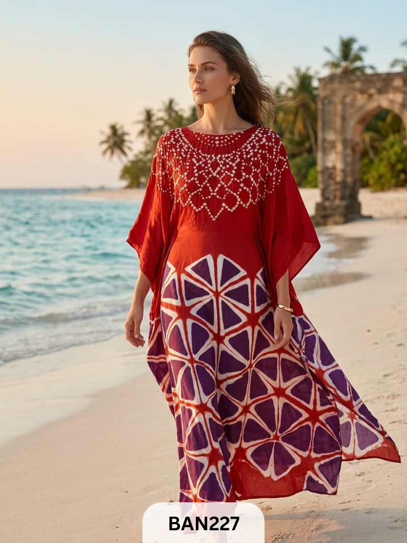 MODAL GUL NECK CLAMP DYE UNSTITCHED  KAFTAN