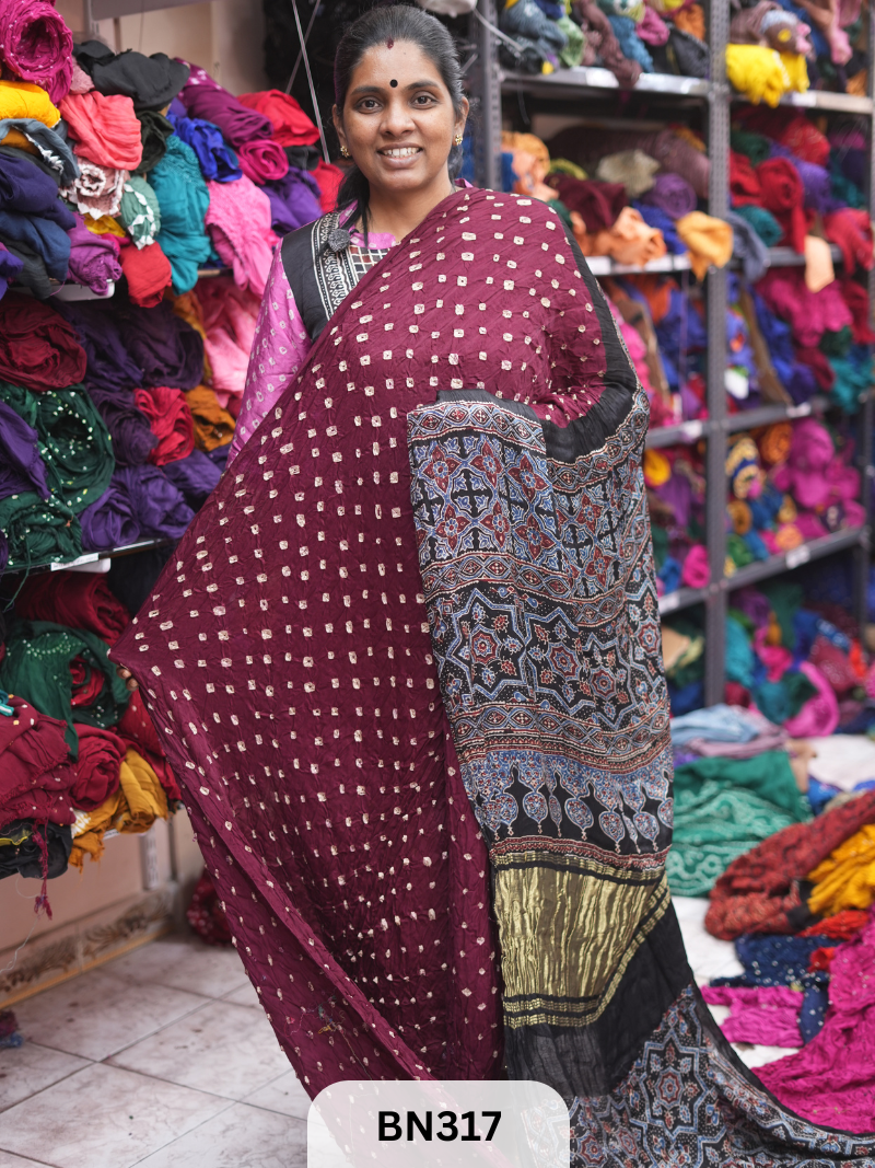 MODAL GAJI - AJRAKH BANDHINI SAREE