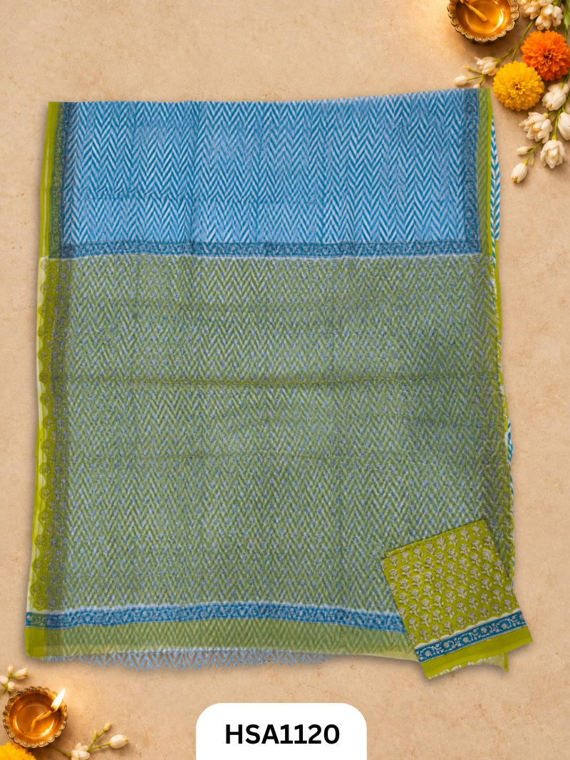 Hand Block Printed Traditional Designs & Multi Colour Combinations Kota Doria Sarees