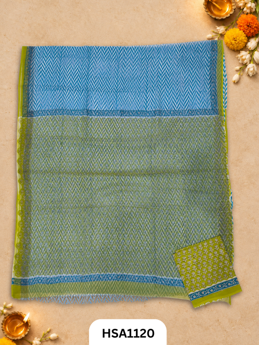 Hand Block Printed Traditional Designs & Multi Colour Combinations Kota Doria Sarees