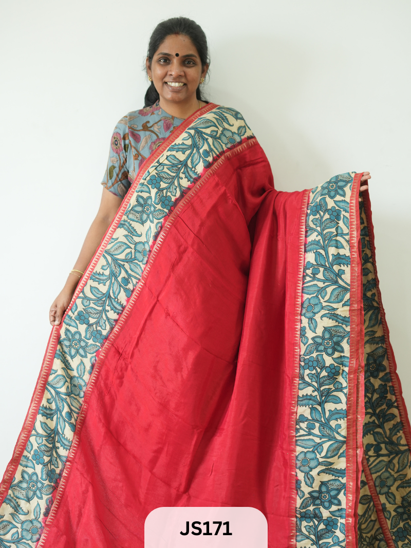 KALAMKARI X MANGALAGIRI FUSION SAREE -  DOUBLE BORDER