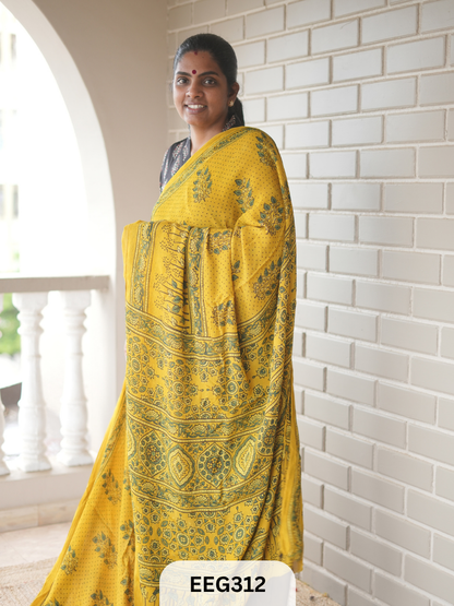 AJRAKH CHINON SAREE