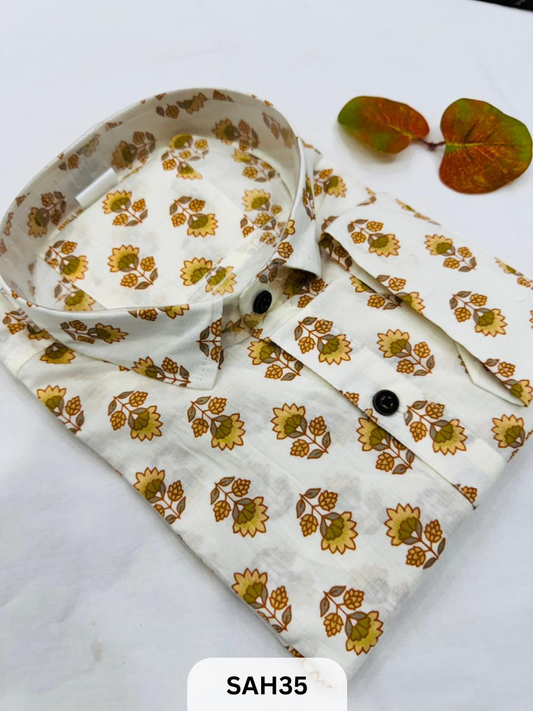 PRINTED MENS FULL SLEEVES SHIRTS WITH SINGLE POCKET