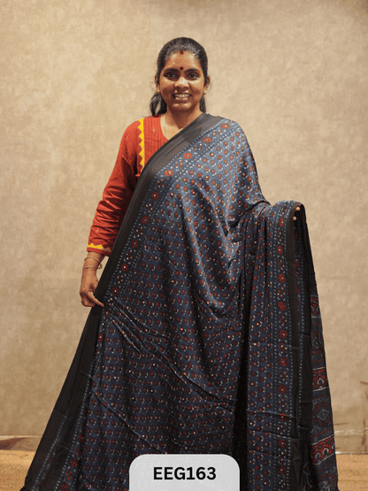 AJRAKH MODAL SAREE WITH MIRROR