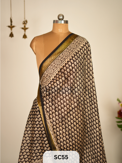 Maheshwari Silk Saree  Handblock Print