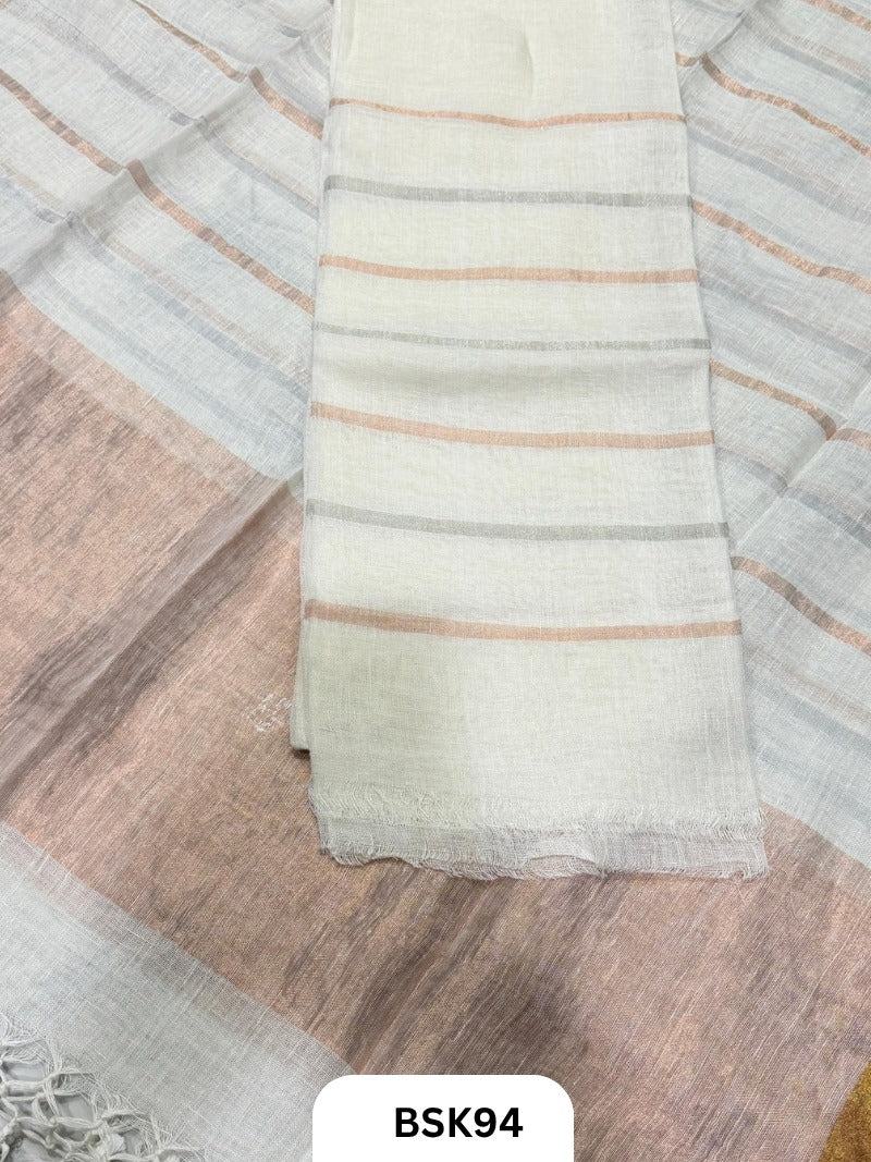 Pure Jayashree Premium Linen Salwar Suit 2pc  Tissue Pallu and Stripe Weaving