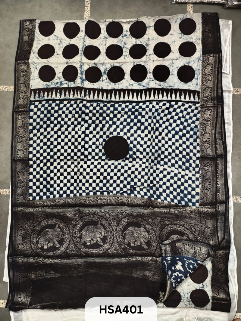 DOLA SILK SAREE |PURE HAND BLOCK NATURAL PRINT