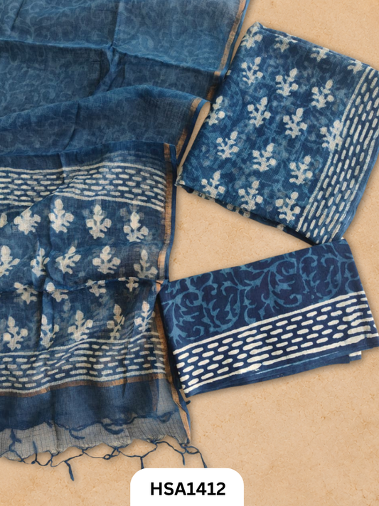 Hand block printed kota doriya suit top &duppta 2.5 meter