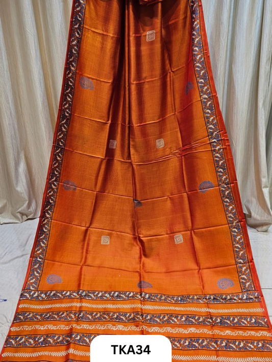 Pure Bishnupuri Silk Dual Shade Handblock