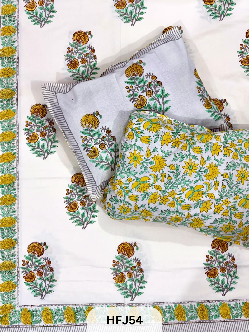 Premium Jaipuri Hand Block Printed Cotton Bedsheet