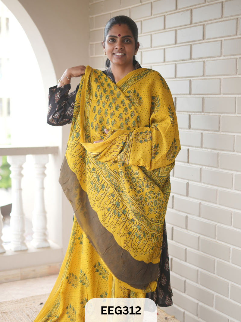 AJRAKH CHINON SAREE