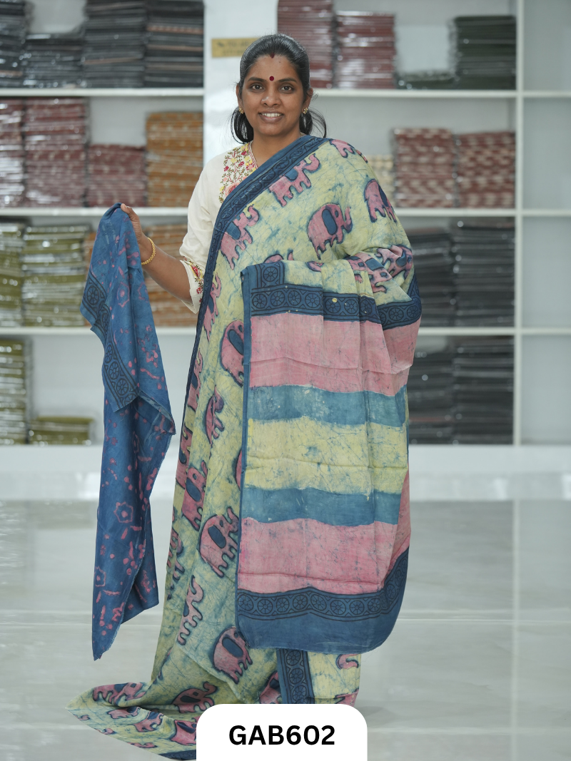 Nashpal & Pomegranate Peel Printed Modal Silk Sarees with blouse