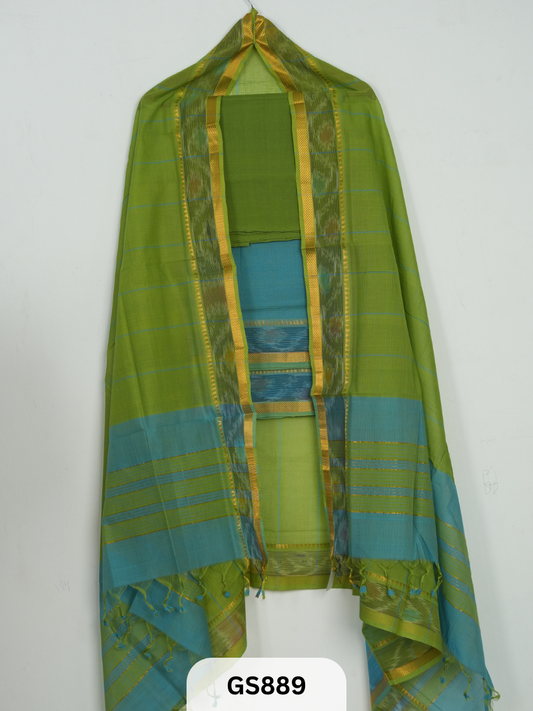 Pure Handloom Mangalgiri Pochampalli suit - 3piece