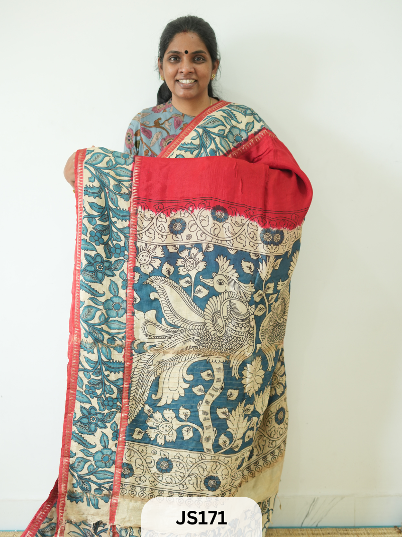 KALAMKARI X MANGALAGIRI FUSION SAREE -  DOUBLE BORDER