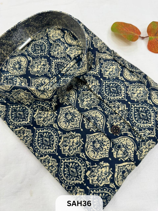 PRINTED MENS FULL SLEEVES SHIRTS WITH SINGLE POCKET