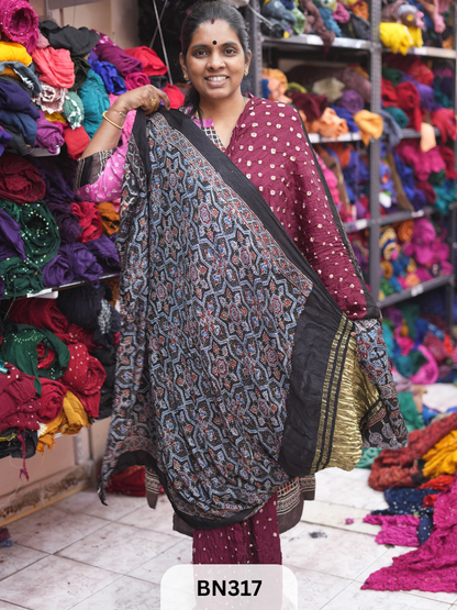MODAL GAJI - AJRAKH BANDHINI SAREE