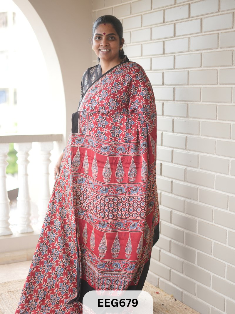 AJRAKH MODAL SAREE - JACKPOT