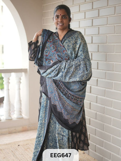 AJRAKH MODAL SAREE - JACKPOT