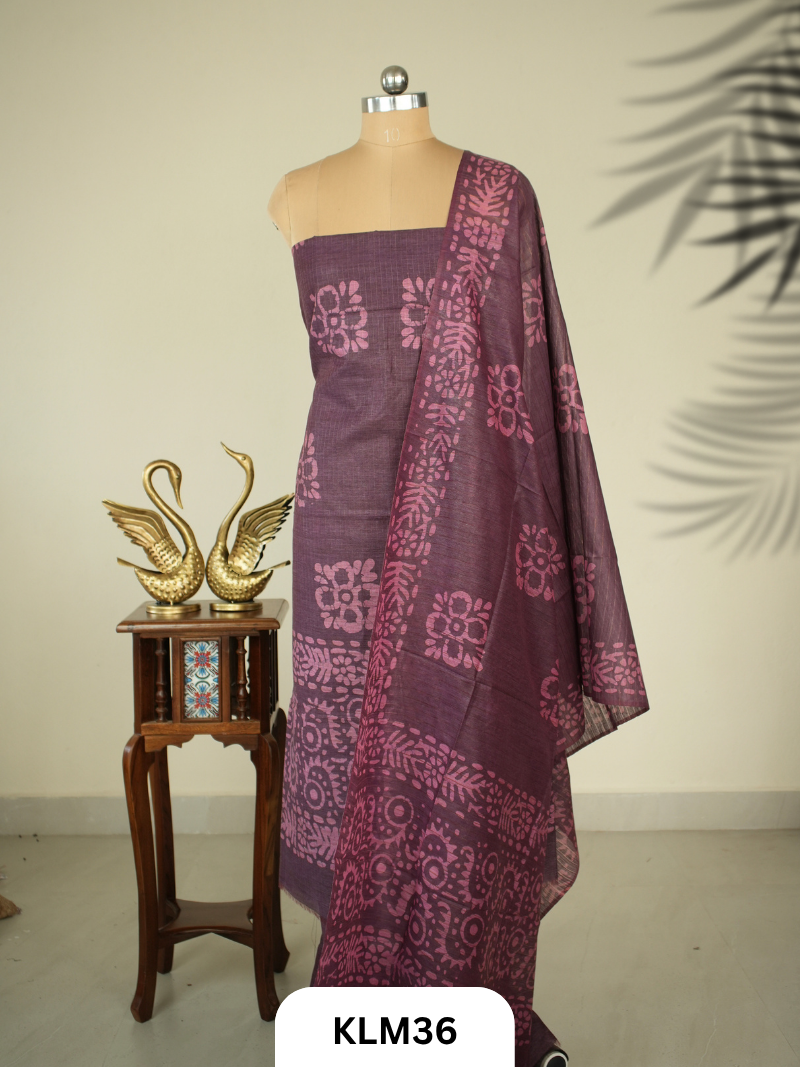 Semi Tussar Salwar Unstitched 3Pc Set